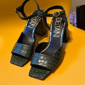 Deltan  Green Croc-Embossed Women's Heels